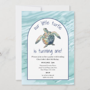 Convite Sea Turtle Watercolor Birthday Invite