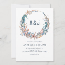 Convite Sea Wreath | Casamento Rustic Beach Monogramas