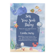 Sea You Soon blue Ocean Animals Baby Shower
