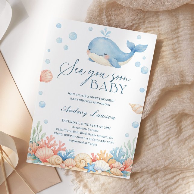 Convite Sea You Soon Coastal Ocean Baby Shower (Criador carregado)