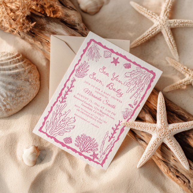 Convite Sea You Soon Girl Coastal Baby Shower (Criador carregado)