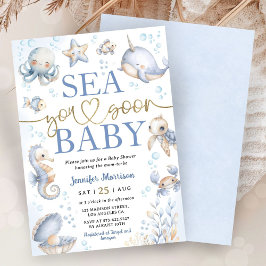 Convite Sea You Soon Modern Boy Sea Ocean Baby Shower