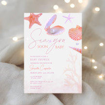 Sea you soon purple coral aesthetic baby shower
