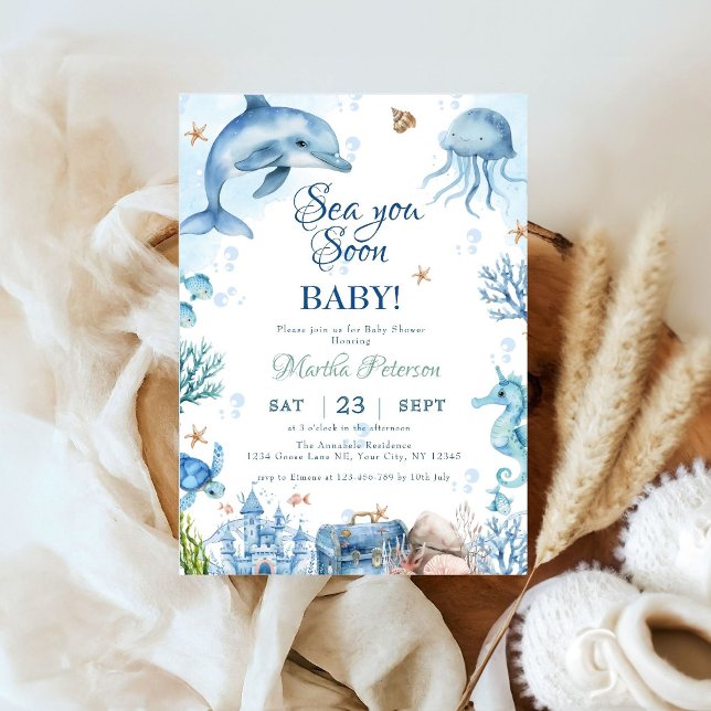 Convite Sea You Soon Seashell Baby Shower (Criador carregado)