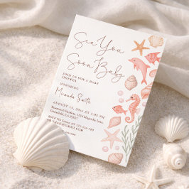 Convite Sea You Soon Seashells Girl Baby Shower