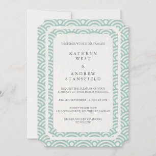 Convite Seafoam Green Simples Elegante + Casamento White B