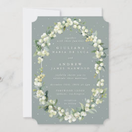 Convite Seafoam Green Snowberry+Eucalyptus Casamento no in