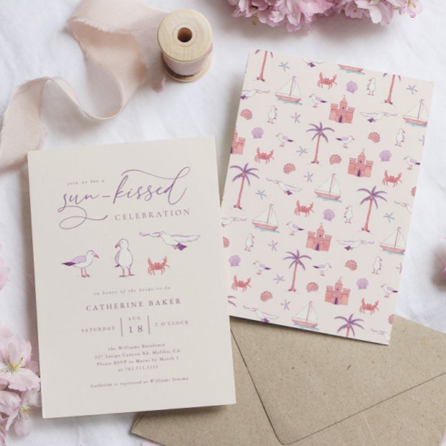 Convite Seagulls Beach Sun Kissed Chá de panela (Criador carregado)