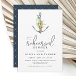 Convite Seahorse and Anchor Nautical Rehearsal Dinner<br><div class="desc">The perfect wedding rehearsal dinner invitation for a dinners along the coast, this design features a nautical motif with seahorse and anchor in vibrant watercolors. The invitation text pairing is modern with a casual elegance that is both tasteful and hospitable. Personalize the text template with your specific details. This invitation...</div>