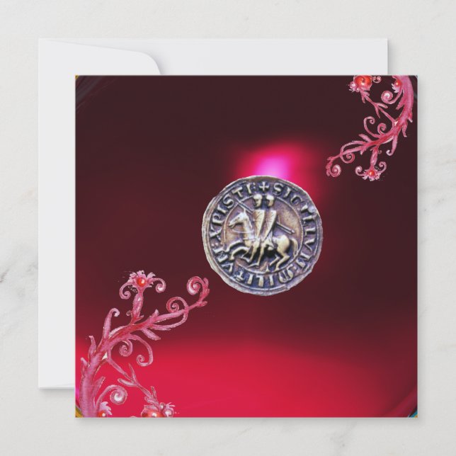 Convite SEAL DO KNIGHTS TEMPLAR rubi vermelho burgundy (Frente)