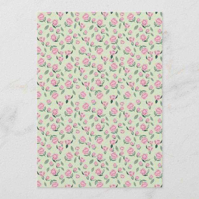 Convite Seamless Pink Rose Watercolor Pattern (Frente)