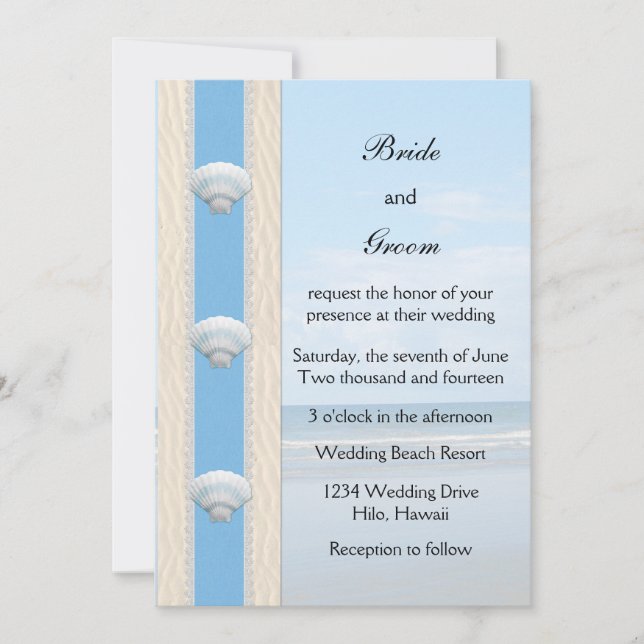 Convite Seashell Beach Wedding (Frente)