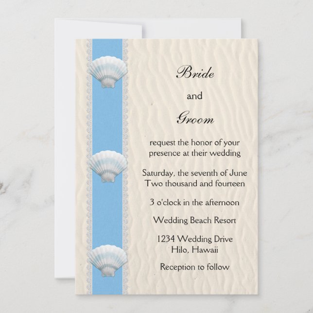 Convite Seashell Beach Wedding (Frente)
