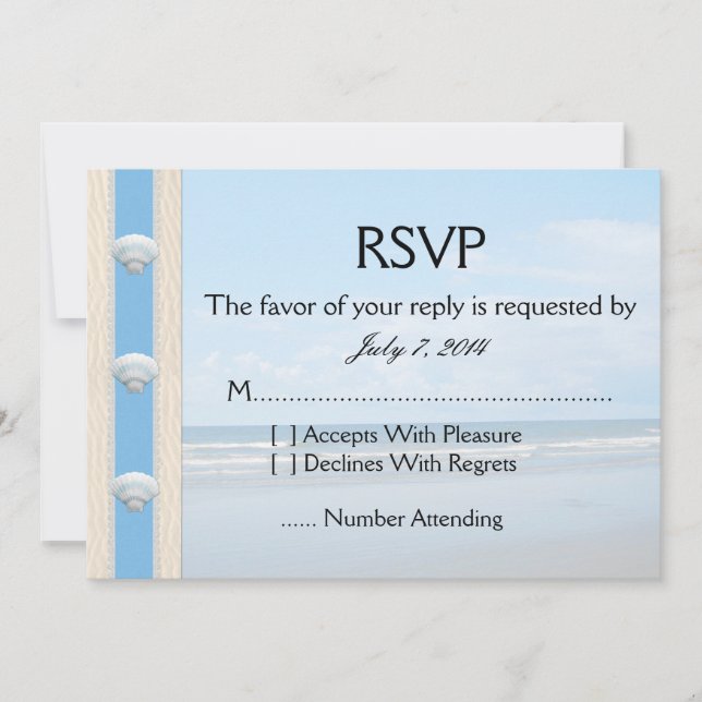 Convite Seashell Beach Wedding RSVP (Frente)