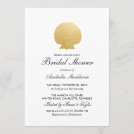 Convite Seashell Faux Gold Foil | Chá de panela do oceano