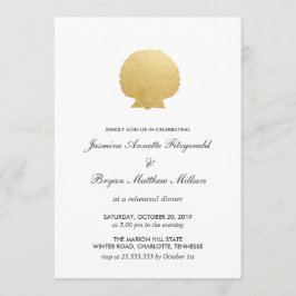 Convite Seashell Faux Gold Foil | Janto de ensaio no ocean