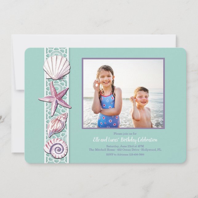 Convite Seashell Photo Invitation (Frente)