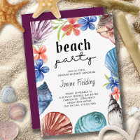Seashell Tropical Flower Graduation Beach Party