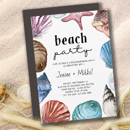 Convite Seashell Watercolor House Warming Beach Party