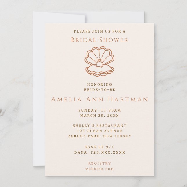 Convite Seashells and Wedding Bells Bridal Invitation (Frente)