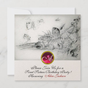 Convite SEASHELLS SWEET 16 PARTIDO,Ruby Monograma Champagn