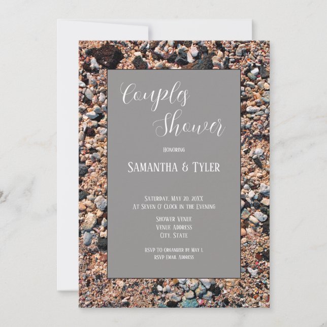 Convite Seashore Coral Sand & Shells, Modern Beach, Chá (Frente)