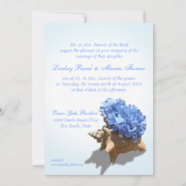 Convite Seashore Hydrangea e Shell Wedding