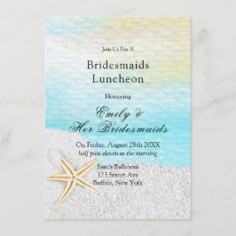 Convite Seaside Beach White Sand Bridesmaids Luncheids