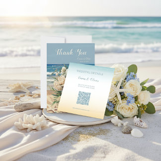 Convite Seaside Theme Wedding QR Code Enclosure Card