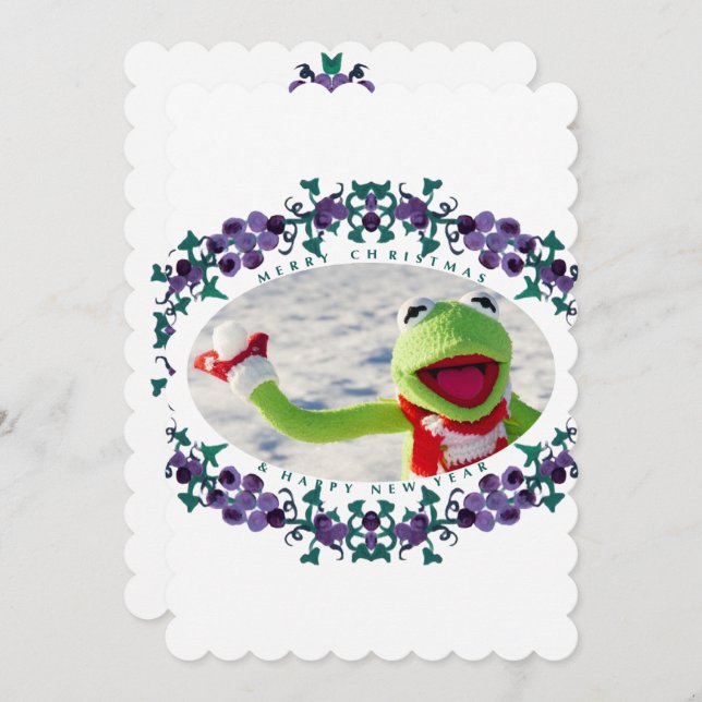 Convite SEASONS GREETINGS Quadro fotográfico Scalloped Inv (Frente/Verso)