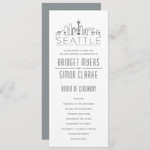 Convite Seattle Stylized Skyline   Programa Casamento
