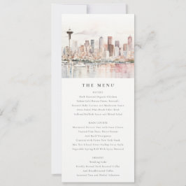 Convite Seattle Washington Watercolor Scape Wedding Menu