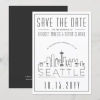 Seattle Wedding | Skyline Estilizado Salvar a Data