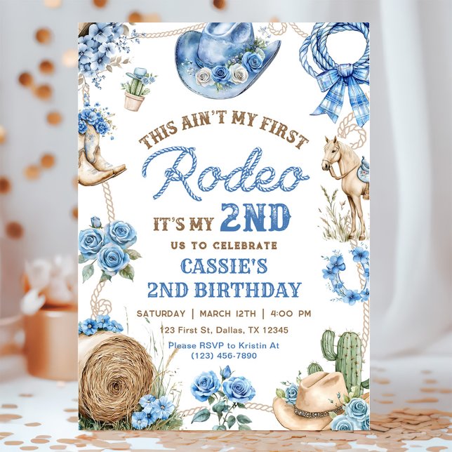 Convite Second Rodeo Cowboy Wild West Birthday Party (Criador carregado)