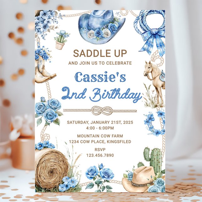 Convite Second Rodeo Cowboy Wild West Birthday Party (Criador carregado)