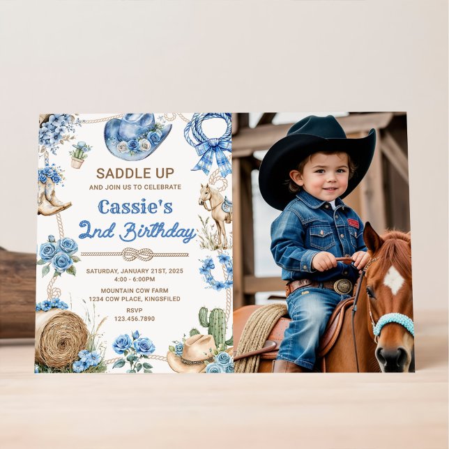 Convite Second Rodeo Cowboy Wild West Birthday Party Invit (Criador carregado)