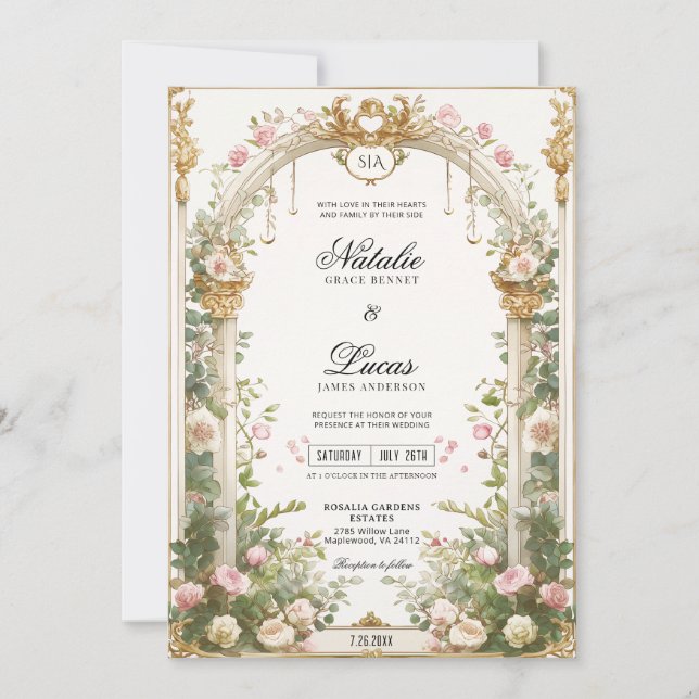 Convite Secret Garden Floral Arch Casamento Imprimível (Frente)