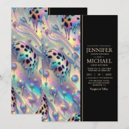 Convite SEE BACK All-In-One Exotic Posh Wedding Invitation