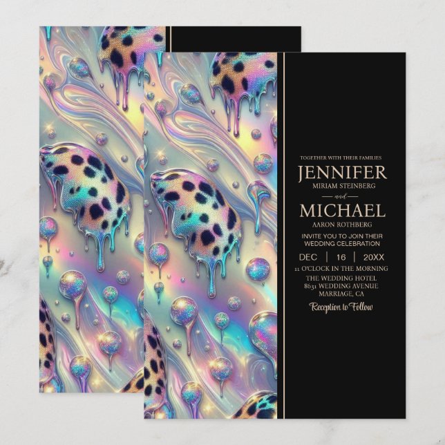 Convite SEE BACK All-In-One Exotic Posh Wedding Invitation (Frente/Verso)