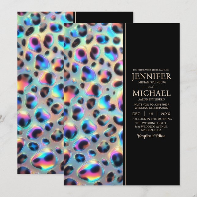 Convite SEE BACK All-In-One Exotic Posh Wedding Invitation (Frente/Verso)