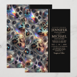 Convite SEE BACK All-In-One Exotic Posh Wedding Invitation