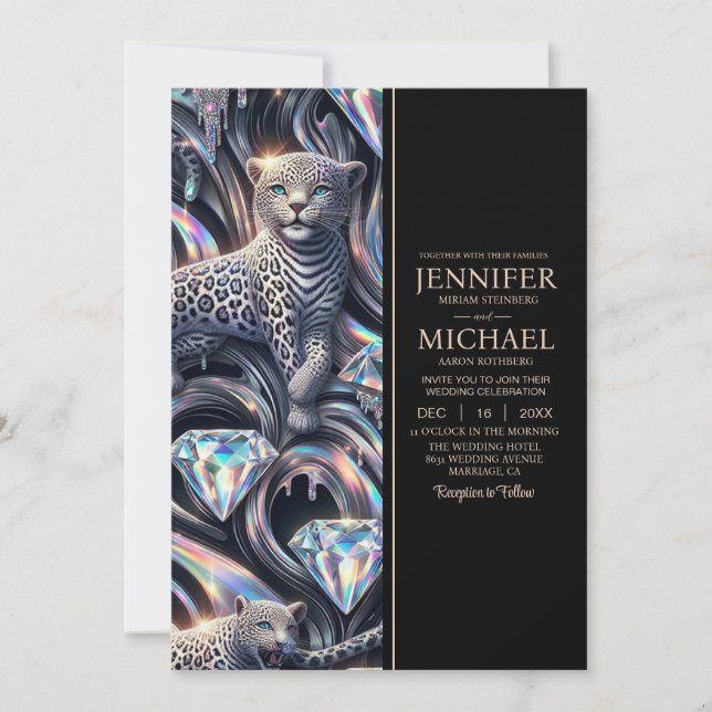 Convite SEE BACK All-In-One Exotic Posh Wedding Invitation (Frente)