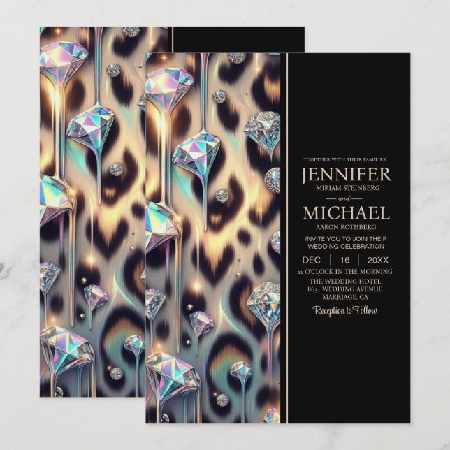 Convite SEE BACK All-In-One Exotic Posh Wedding Invitation (Frente/Verso)