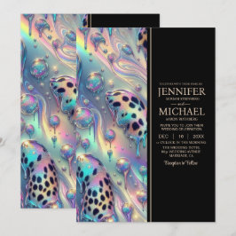 Convite SEE BACK All-In-One Exotic Posh Wedding Invitation