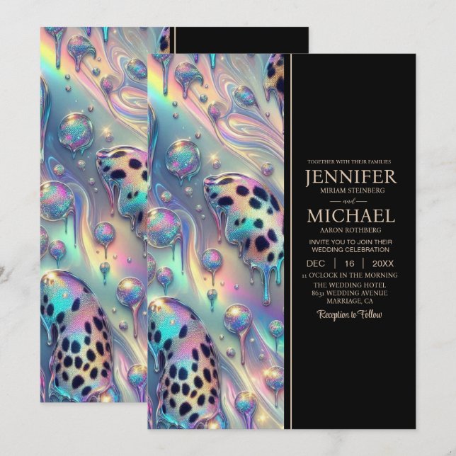 Convite SEE BACK All-In-One Exotic Posh Wedding Invitation (Frente/Verso)