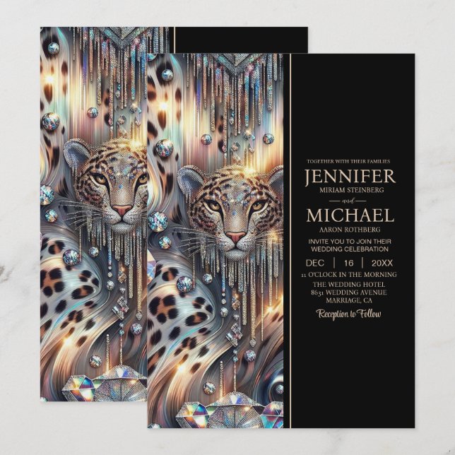 Convite SEE BACK All-In-One Exotic Posh Wedding Invitation (Frente/Verso)