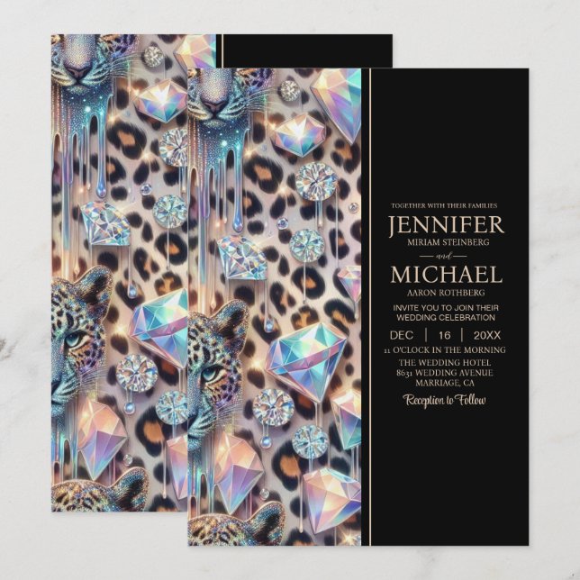 Convite SEE BACK All-In-One Exotic Posh Wedding Invitation (Frente/Verso)