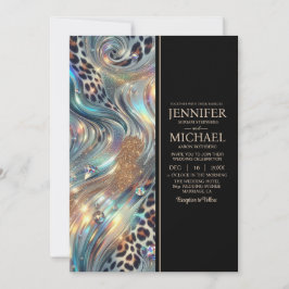 Convite SEE BACK All-In-One Exotic Posh Wedding Invitation