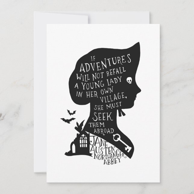 Convite Seek Adventures Northanger Abbey Quote (Frente)