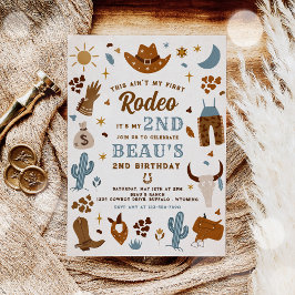 Convite Segunda Festa de aniversário Rodeo Cowboy Selvagem